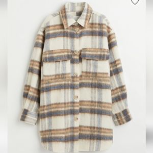 Beige tone oversized shirt jacket